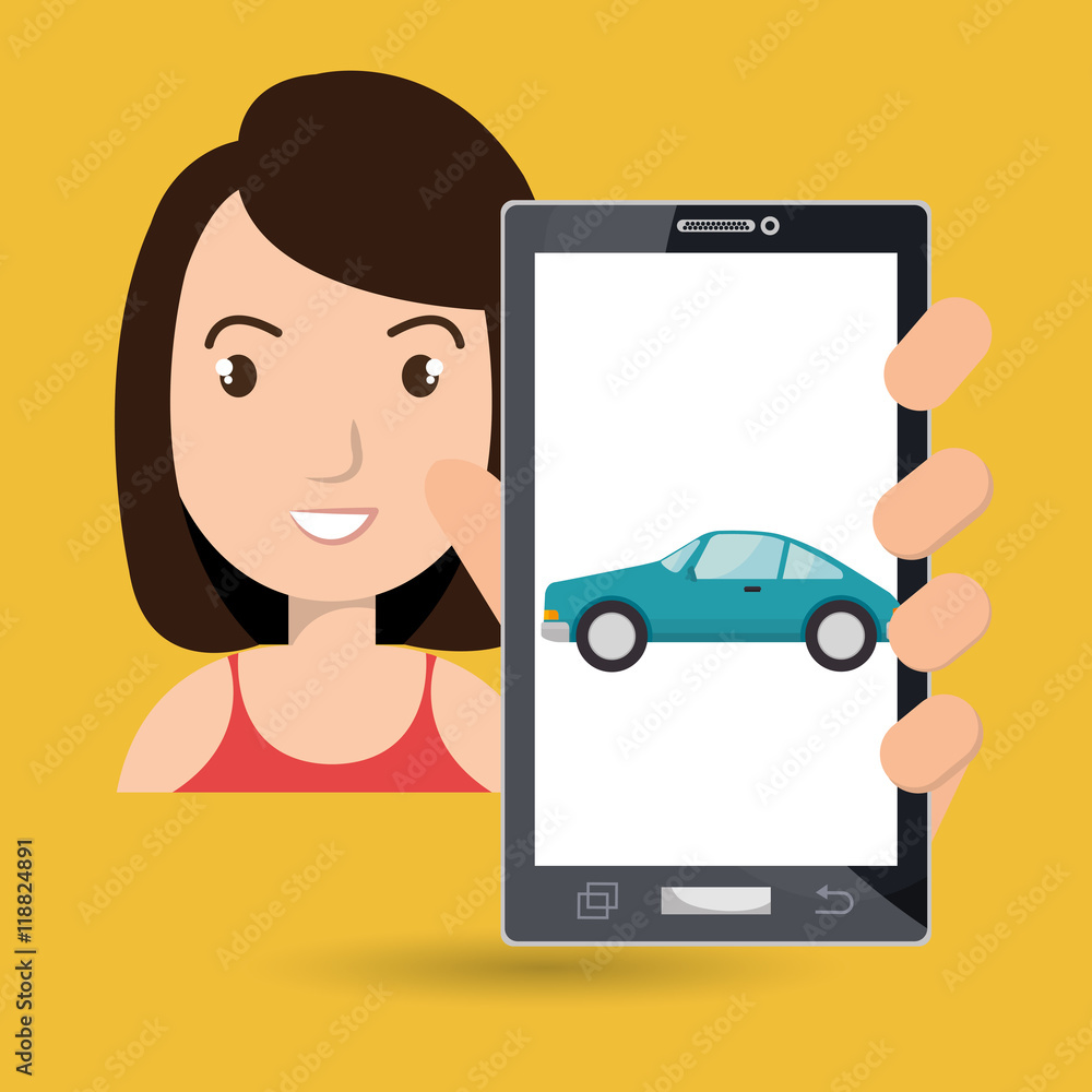 woman smartphone car web vector illustration design woman smartphone car web vector illustration design