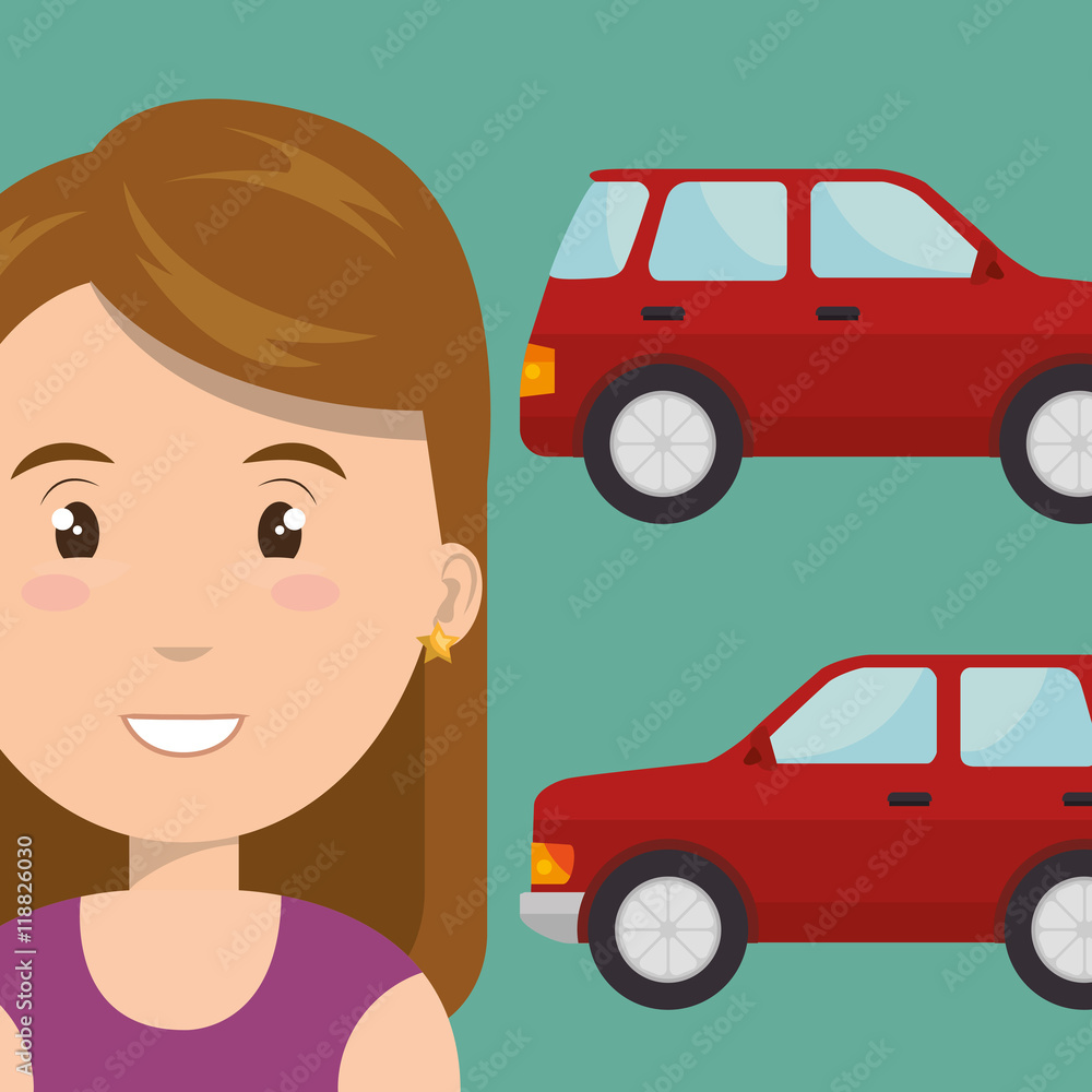 woman car vehicle transport vector illustration design woman car vehicle transport vector illustration design