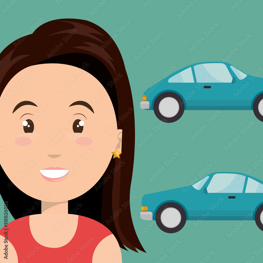 woman car vehicle transport vector illustration design woman car vehicle transport vector illustration design