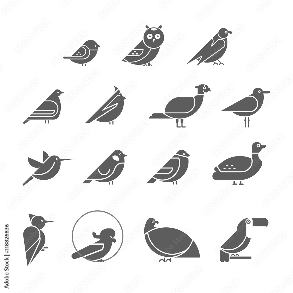 Vector bird icon set Vector bird icon set