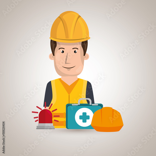 worker kit aid helmet icon vector illustration design