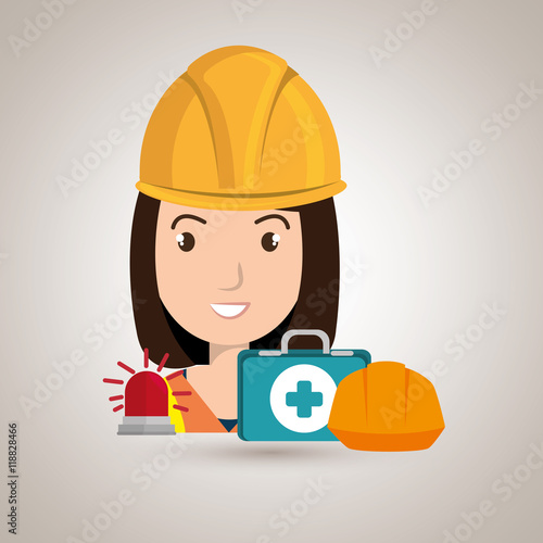worker kit aid helmet icon vector illustration design