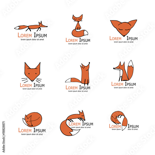 Fox icons, collection for your design
