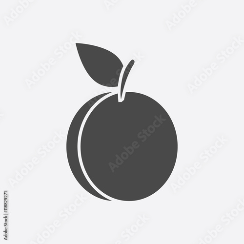 Plum icon black. Singe fruit icon.