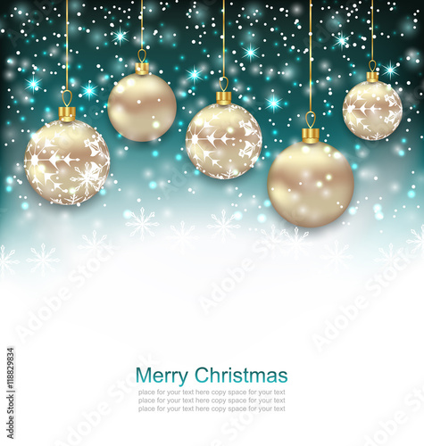 Beautiful Celebration Postcard with Christmas Golden Balls