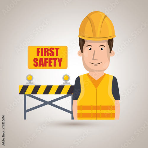 first safety worker icon vector illustration design