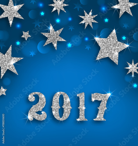 Starry Silver Background for Happy New Year 2017
