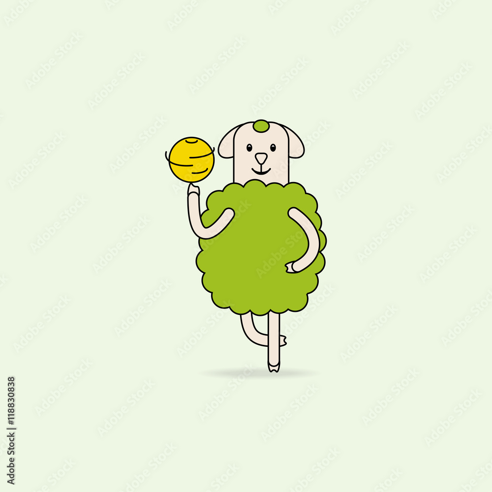Sports and fitness. Funny cartoon sheep is training in gym and aerobic  class and making exercises with ball. Vector illustration Stock Vector |  Adobe Stock