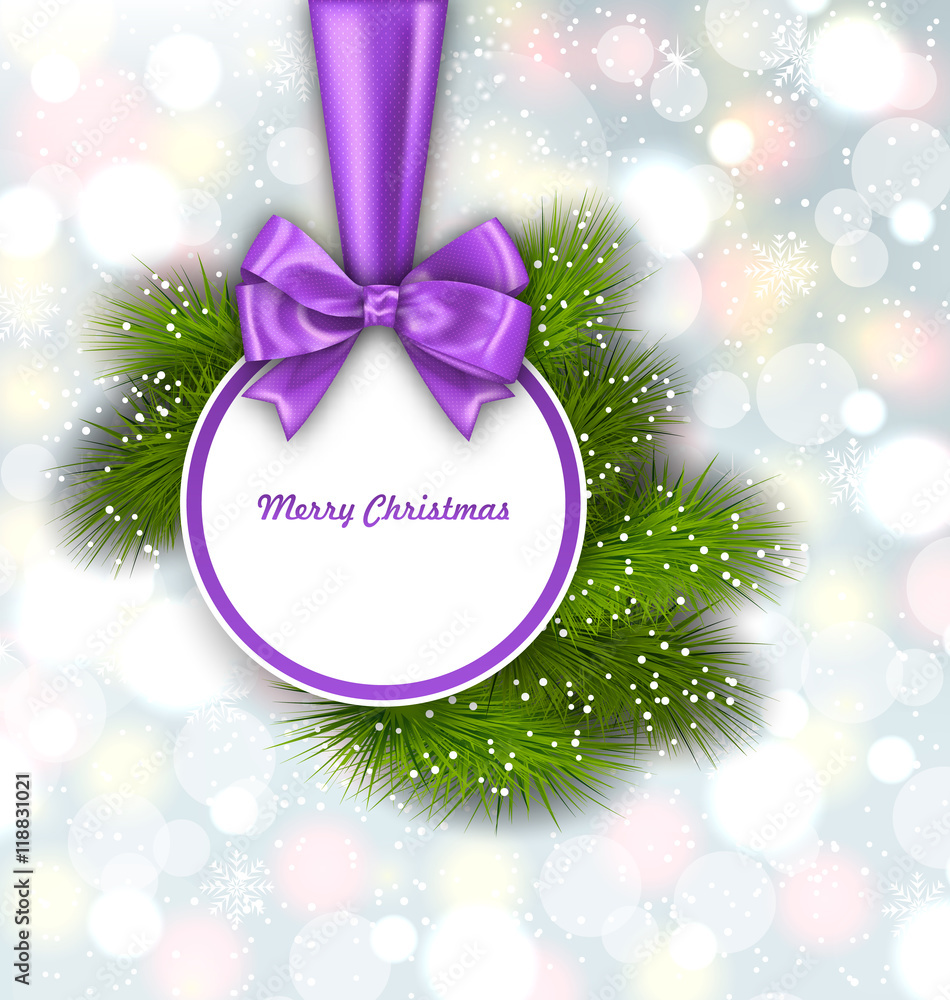Merry Christmas Elegant Card with Bow Ribbon Merry Christmas Elegant Card with Bow Ribbon