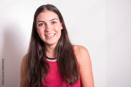 portrait sporty young girl smiling into camera