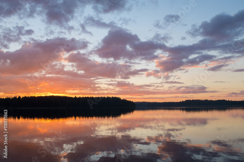 Sunset lake view, Finland. © sarijii