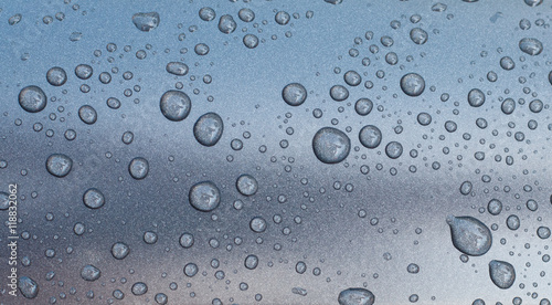 Drops on gray metallic surface