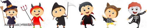 Illustration of Kids Wearing Halloween Costumes