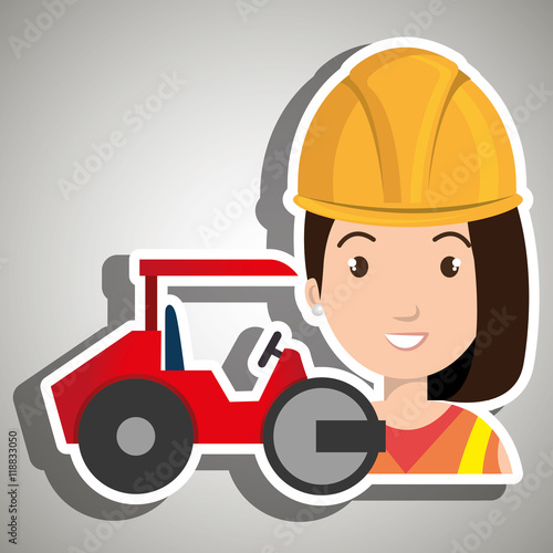 worker steamroller construction vector illustration design eps 10