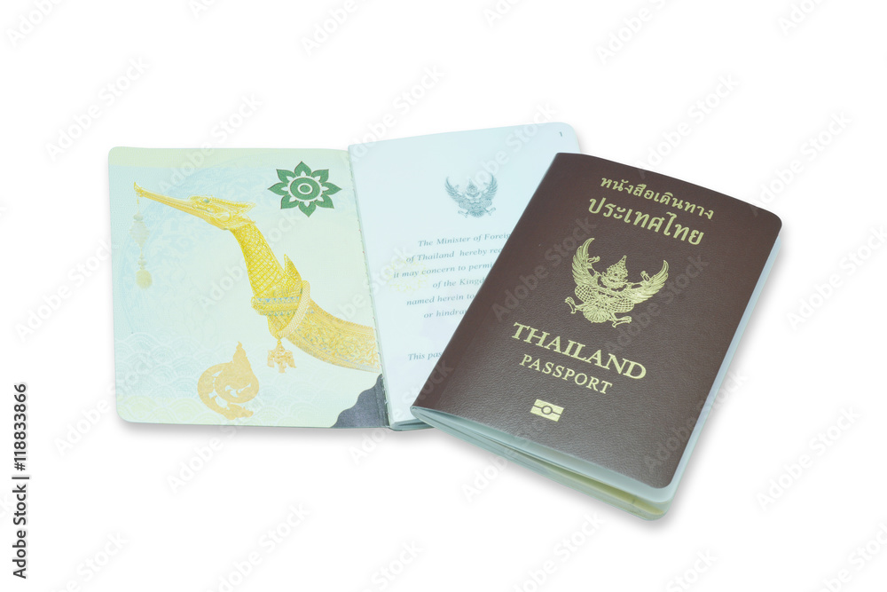 passport of thailand on white background