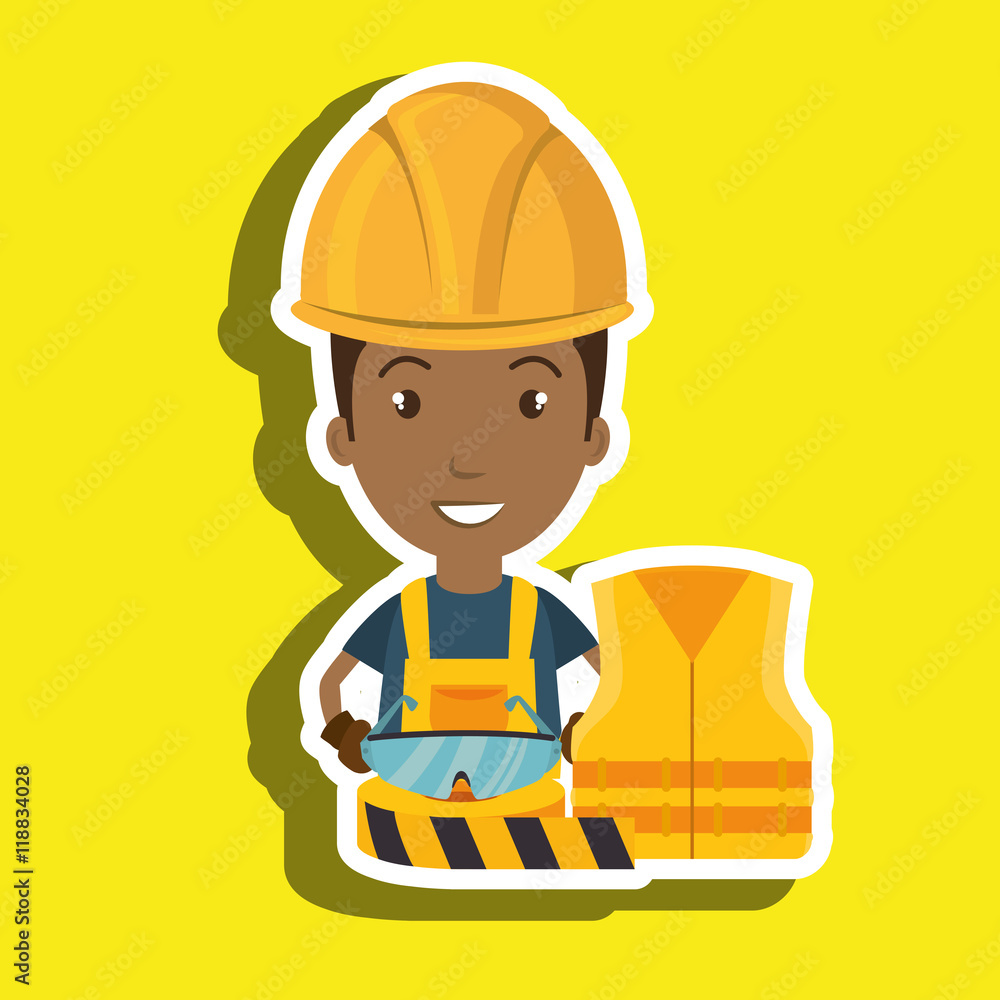 worker vest glasses tape vector illustration design worker vest glasses tape vector illustration design
