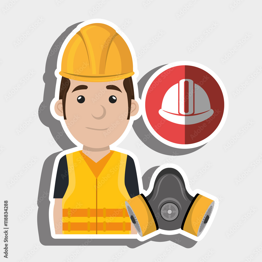 worker helmet mask gas vector illustration design worker helmet mask gas vector illustration design