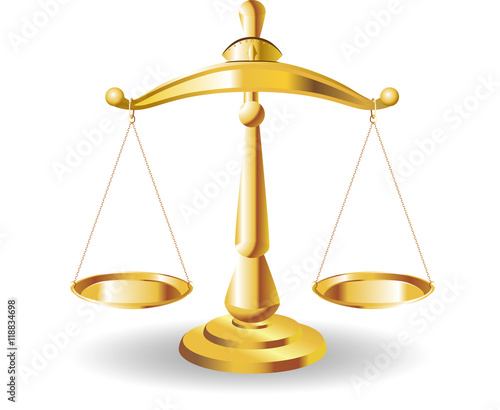 Scales of Justice symbolizing the measure of a cases support and opposition in a court of law. Scales of Justice vector. Illustration Scales of Justice.