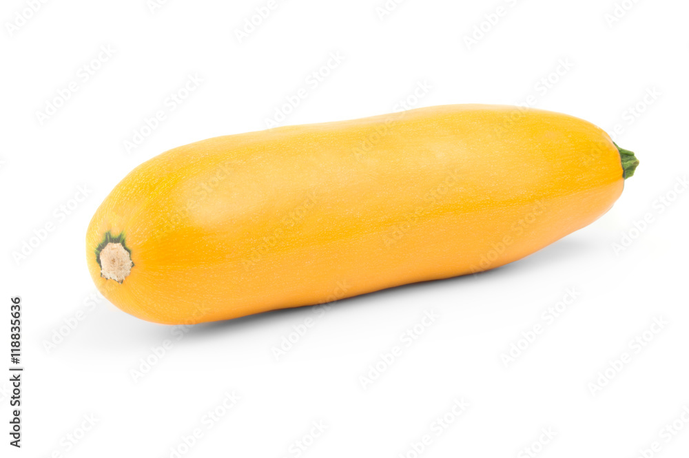 Yellow zucchini squash isolated on white background