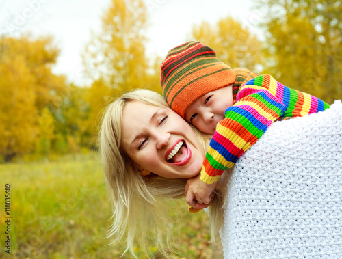 mother and son outdoor