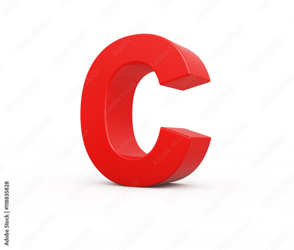 red letter C, 3d illustration. red letter C, 3d illustration.