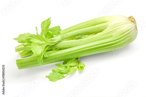 Bunch of celery sticks isolated on the white background