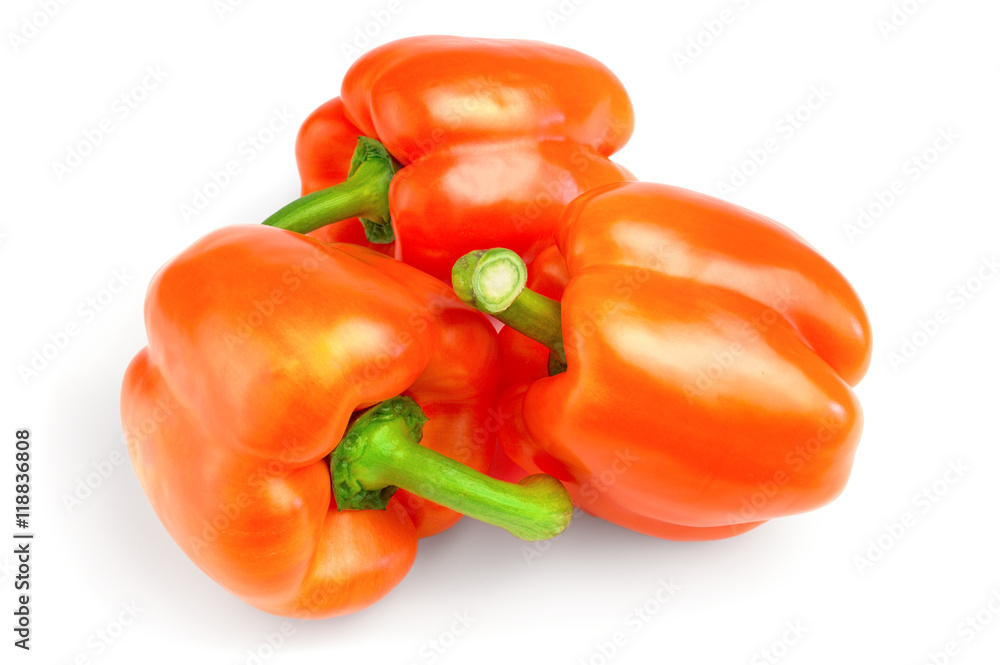 Three red sweet peppers isolated on white background Three red sweet peppers isolated on white background
