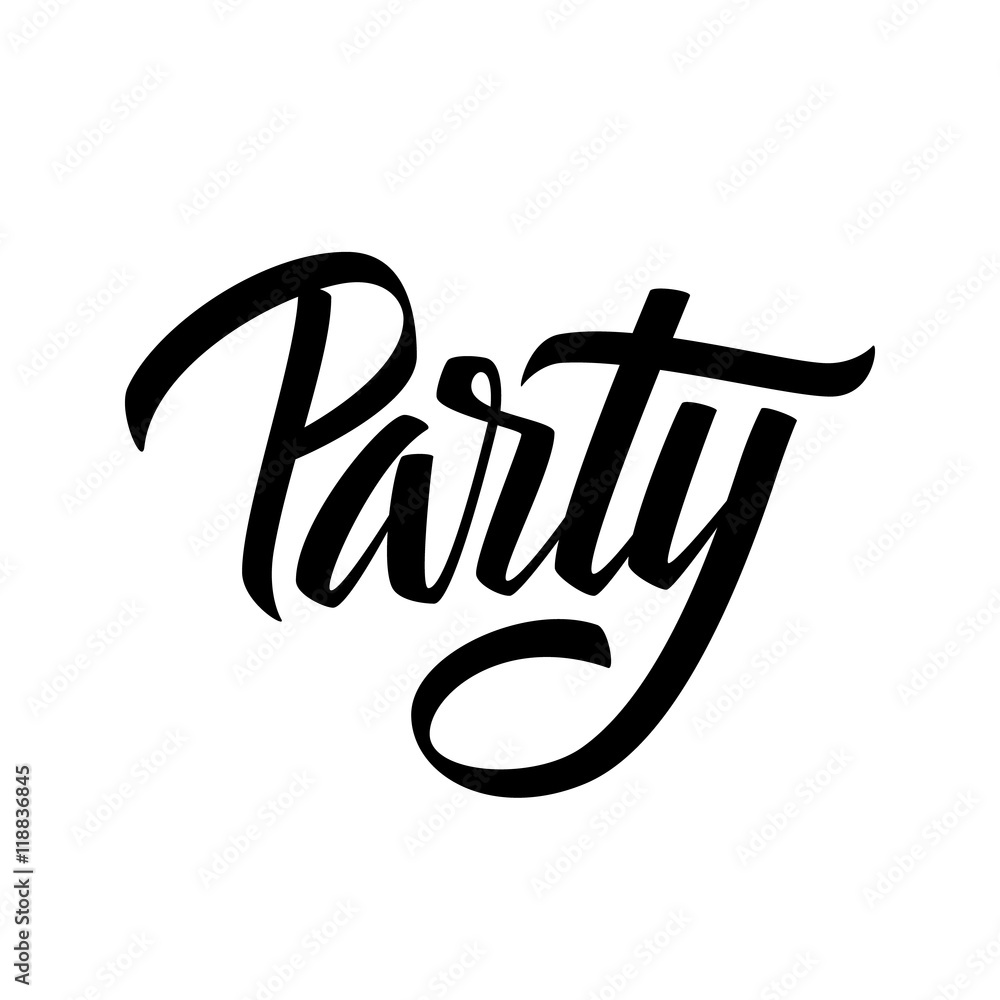 Obraz premium Handwritten word Party. Hand drawn element for your design. Vector illustration.