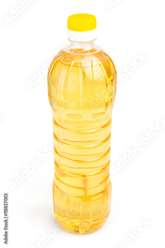 sunflower or vegetable oil in plastic bottle isolated