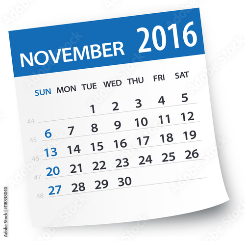 November 2016 calendar leaf - Illustration