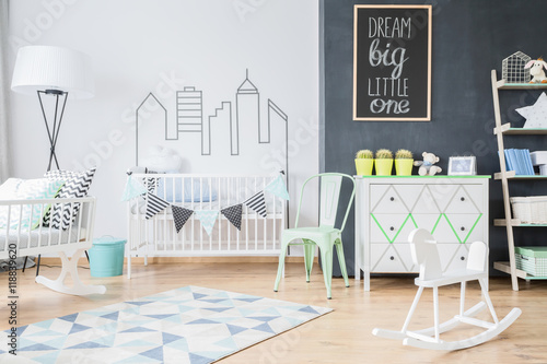 Modern furniture in baby room design photo