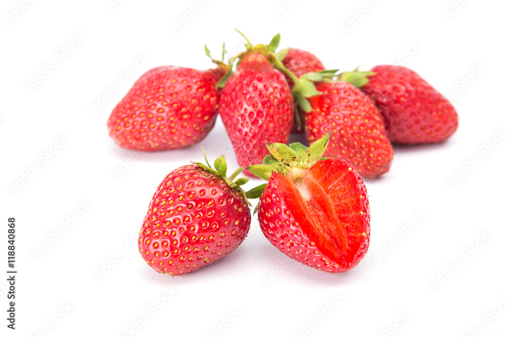 Ripe red strawberries on a white background Ripe red strawberries on a white background