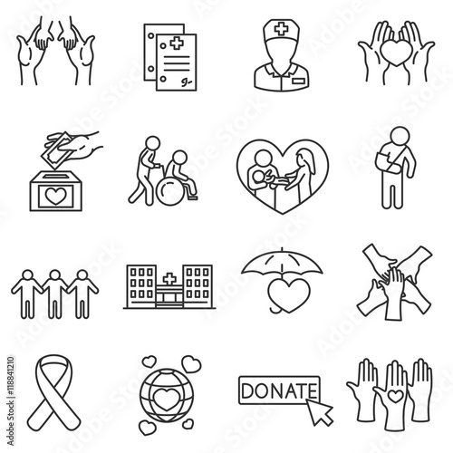 Health protection icons set. Protection of life collection. Thin line design