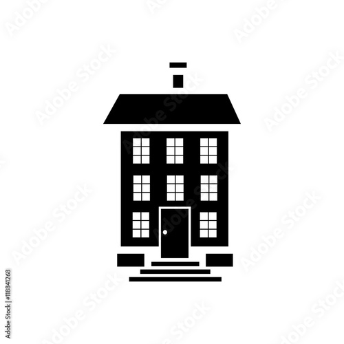 Billede på lærred Three storey house icon in simple style isolated on white background