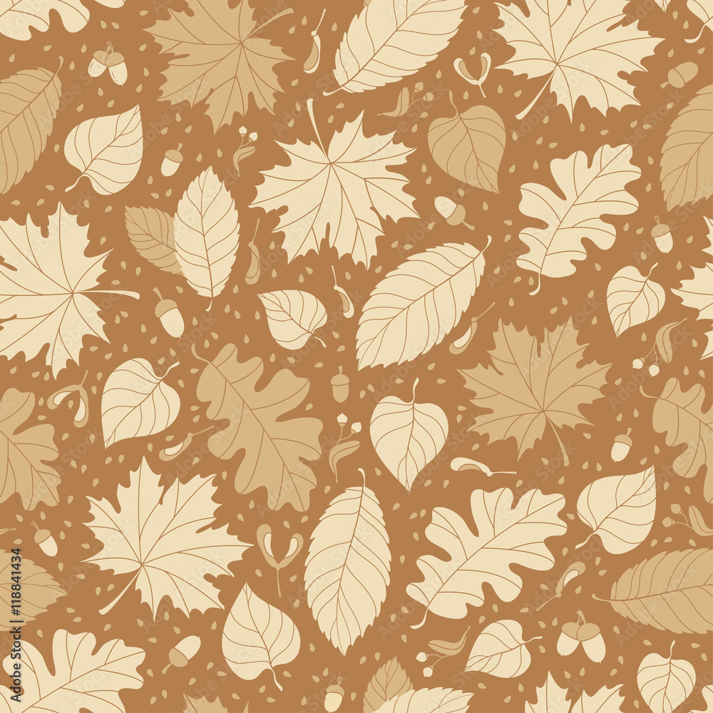 Autumn seamless pattern with seeds and leaves Autumn seamless pattern with seeds and leaves