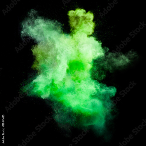 Freeze motion of green dust explosion
