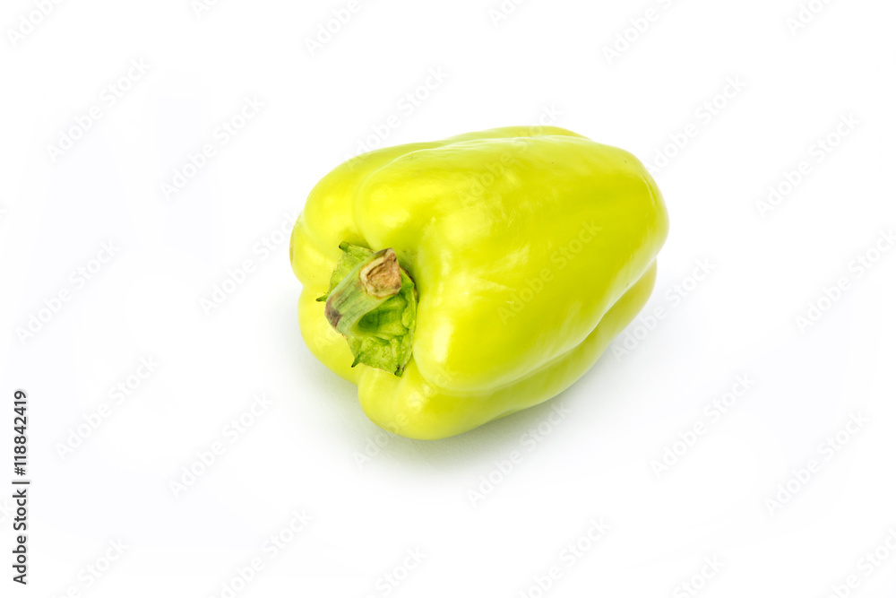 green sweet peppers on a white background green sweet peppers on a white background