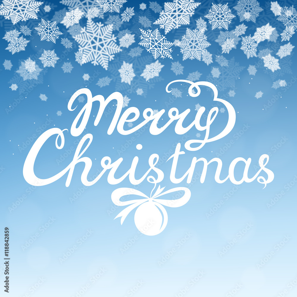 Christmas greeting card with  snowflakes.