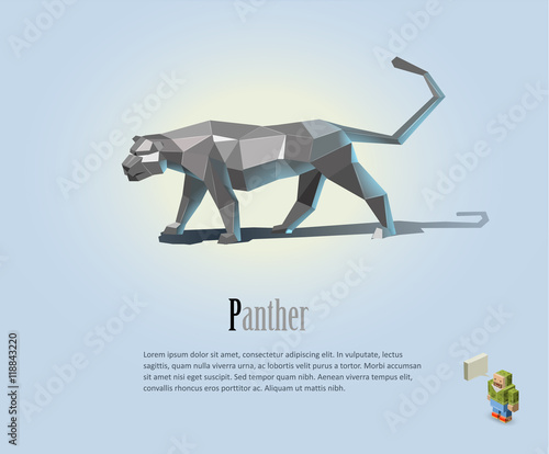 vector illustration panther, polygonal animal, 

