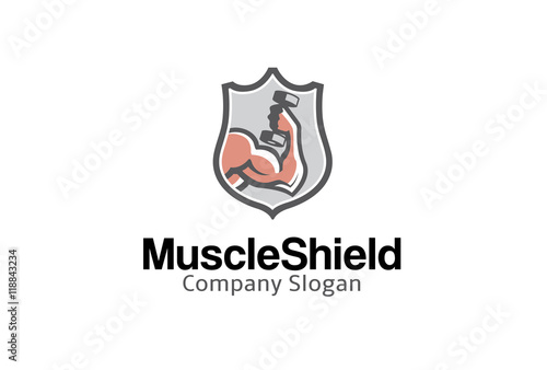 Muscle Shield Logo Design Illustration