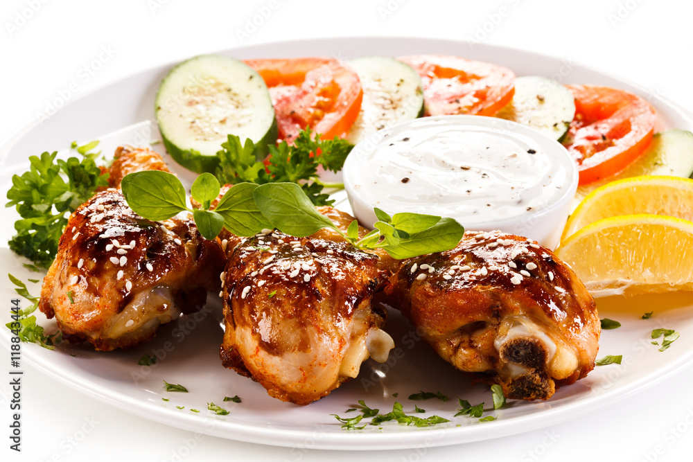 Grilled chicken drumsticks and vegetables Grilled chicken drumsticks and vegetables