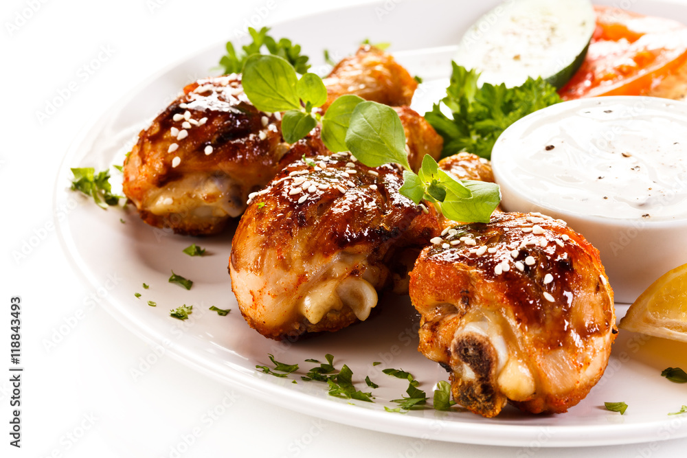 Grilled chicken drumsticks and vegetables Grilled chicken drumsticks and vegetables