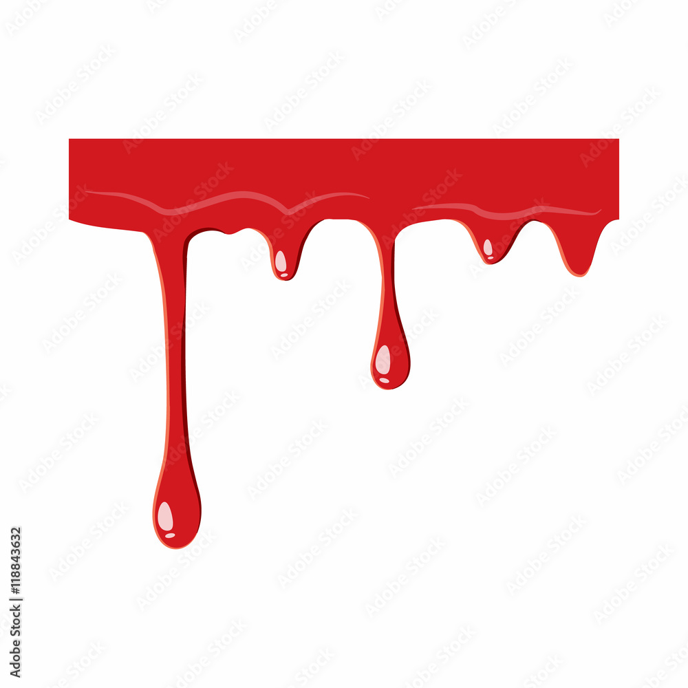 Flowing drop of blood icon isolated on white background. Liquid symbol
