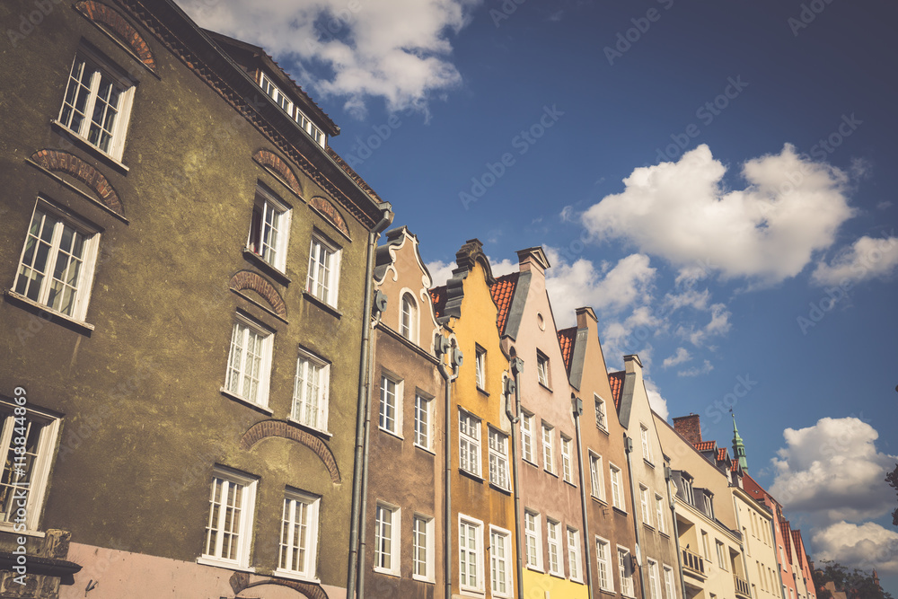 Colorful houses - tenements in old town Gdansk, Poland