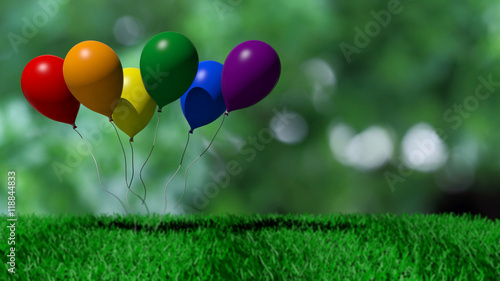 3d rendering baloons in gay flag colors