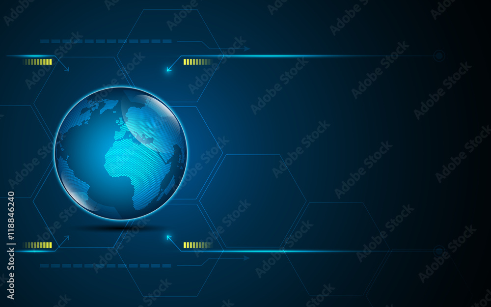 abstract global icon on digital technology networking design innovation concept background