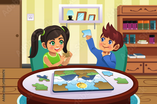 Kids Solving Puzzles