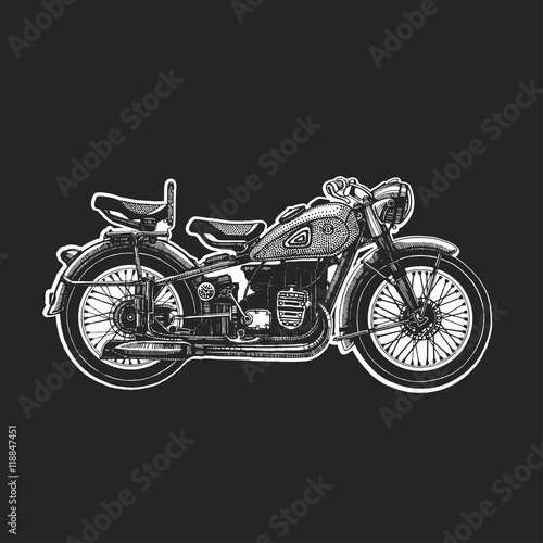 Hand drawn vector image of motorcycle icon.