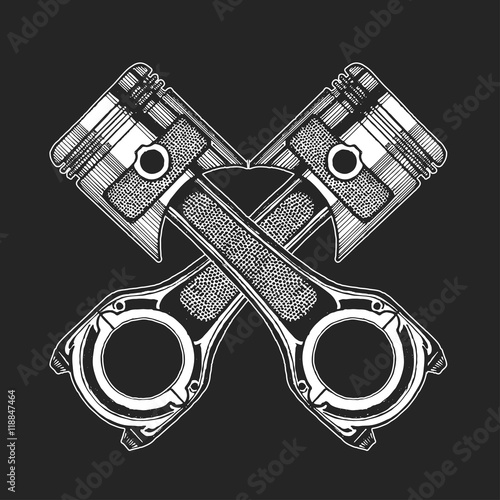 Hand drawn vector image of pistons