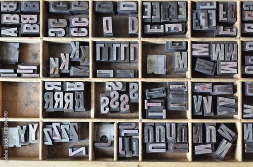 Letterpress letters in a wooden box